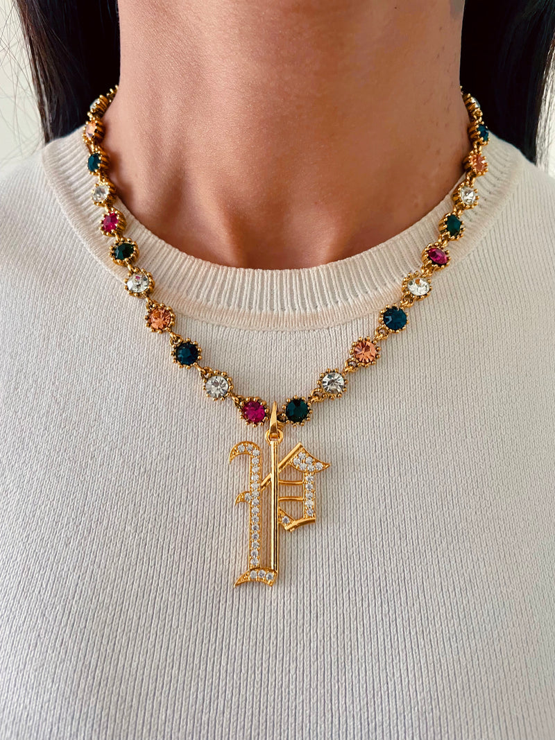 Over The Rainbow Iniziale Personalised Charm Necklace — detail view — Prerto