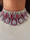 Lara Ruby Diamond Couture Choker Necklace Set — front view — Prerto