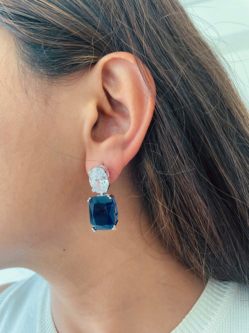 Sapphire Drop Necklace Set — worn on model — Prerto