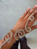 Two Tone Swirling Around Town Diamond Haath Phool Hand Harness by Prerto — Indian bridal mehndi