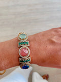 Ria Multicolour Kundan Emerald Diamond Detailing Kada Bangle by Prerto — Indian bridal jewellery