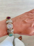 Ria Multicolour Kundan White Diamond Detailing Kada Bangle by Prerto — Indian bridal jewellery
