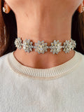 Alisha Citrine Floral Diamond Garden Choker Necklace Set — front view — Prerto