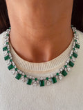 Rosina Emerald & Diamond Necklace & Earrings Set — front view — Prerto