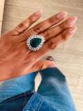 Emerald Large Tear Drop Diamond Ring by Prerto — Indian & Arab bridal jewellery