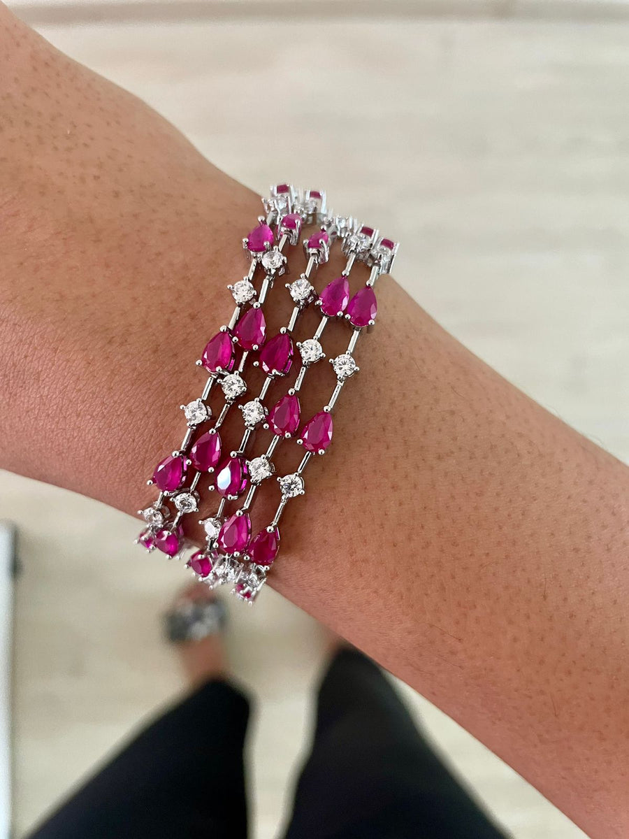 5 Layer Dimonte Ruby Drop Line Bracelet