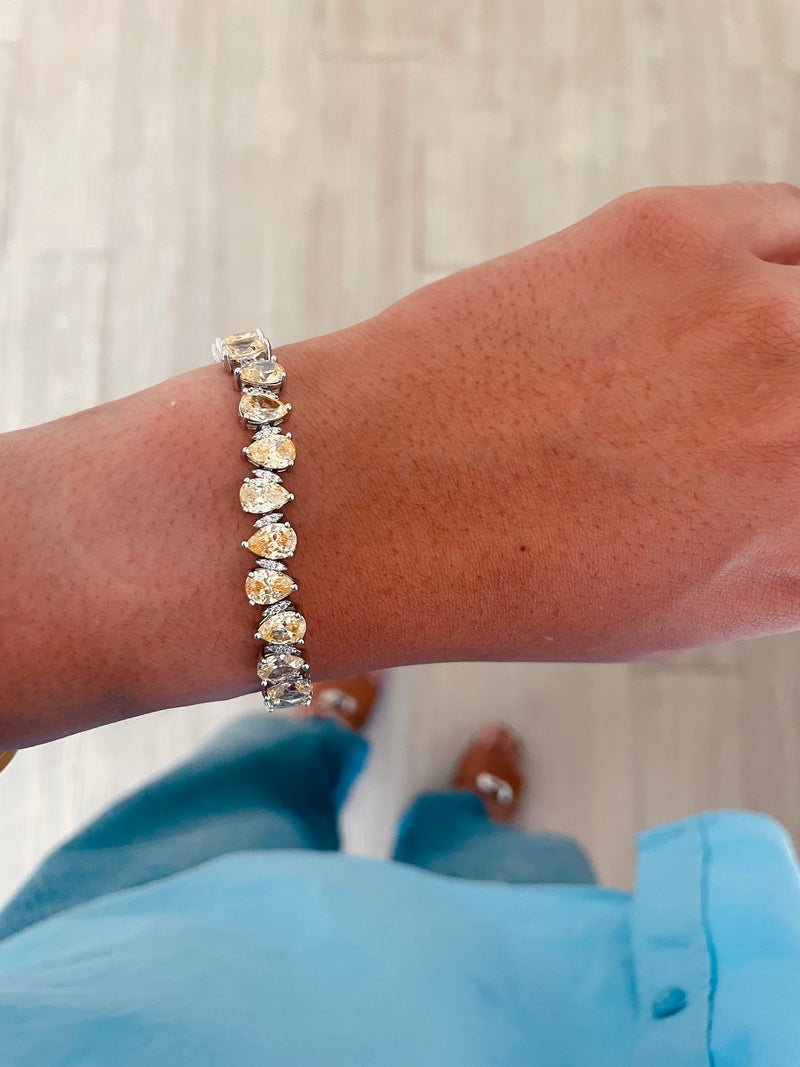Tear Drop & Golden Glow Diamond Crystal Bracelet by Prerto — Indian & Arab wedding jewellery