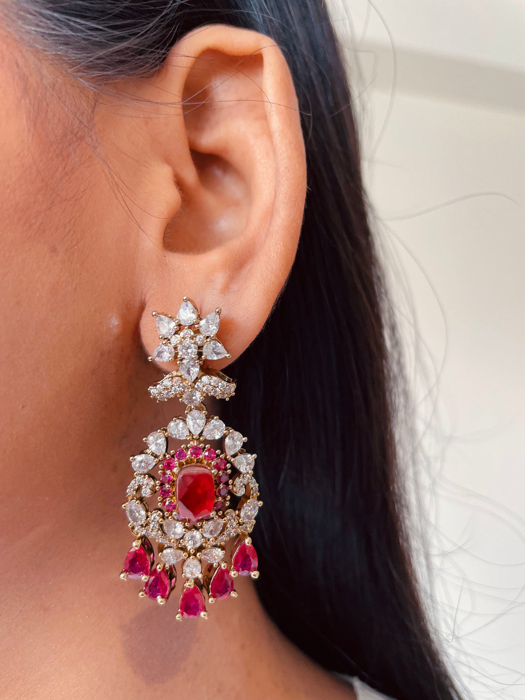 Maharani Ruby Polki Kundan Royal Choker & Ruby Diamond Haar Duo Necklace Set — flat lay — Prerto