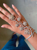 Two Tone Floral Diamond Haath Phool Hand Harness by Prerto — Indian bridal mehndi