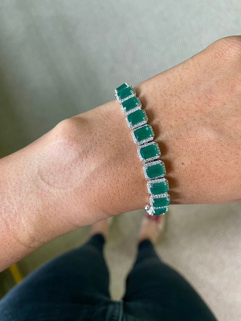 Baguette Emerald Crystal Bracelet by Prerto — Indian & Arab wedding jewellery