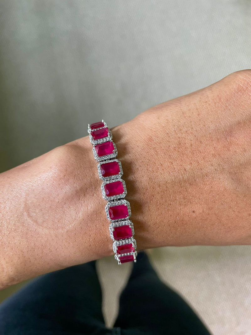 Baguette Ruby Crystal Bracelet by Prerto — Indian & Arab wedding jewellery