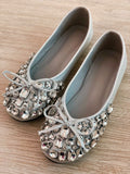 Bow Dimonte Silver Jutti Ballerina Shoes by Prerto — front view