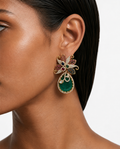 Heer Emerald Floral Diamond-Like Zircon Statement Earrings
