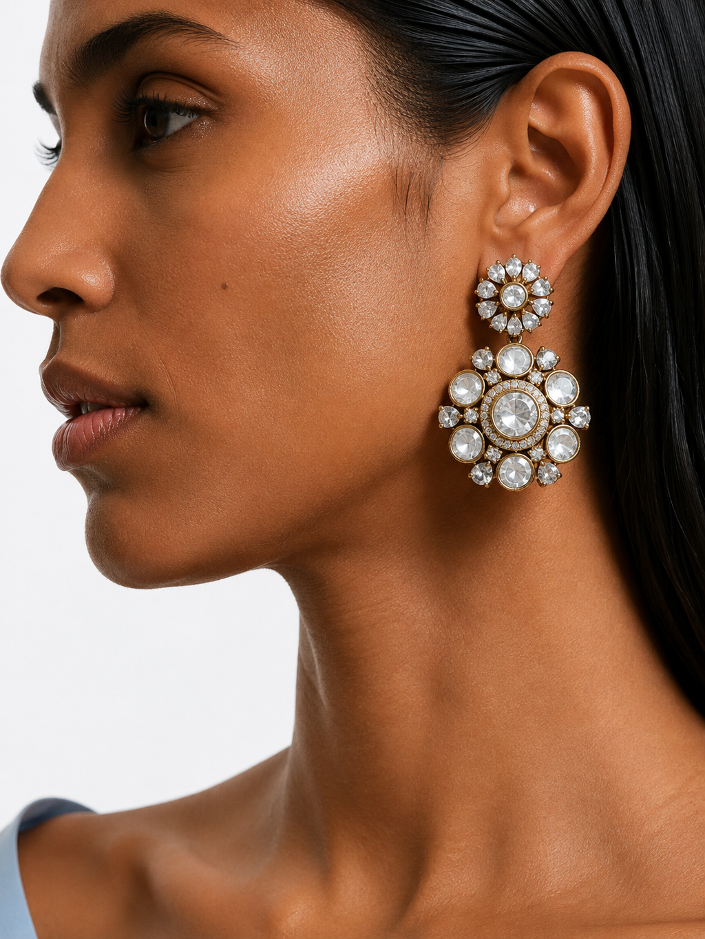Viha Polki Floral Kundan Diamond Detailing Necklace Set – Necklace & Earrings