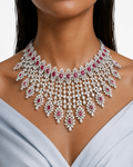 Siena Ruby & Diamond-Like Zircon Necklace Set – Necklace & Earrings