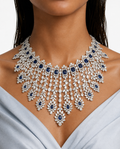 Siena Sapphire & Diamond-Like Zircon Necklace Set – Necklace & Earrings
