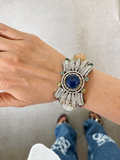 Lepis Noor Multicolour Kundan with Sapphire Diamond Detailing Cuff Bracelet