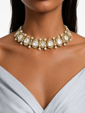 Neyra Moissanite Polki Kundan with Zircon Diamond Detailing Necklace Set – Necklace & Earrings