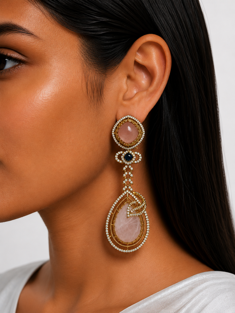 Suki Pink & Sapphire Diamond Drop Earrings