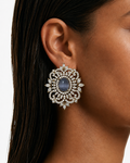 Niya Grey Ornate Diamond-Like Zircon Stud Earrings