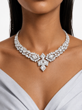 Eina Diamond-Like Zircon Statement Necklace Set – Necklace & Earrings