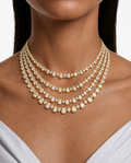 Aizah Gold-Tone Four Layer Diamond-Like Zircon Statement Necklace Set – Necklace & Earrings