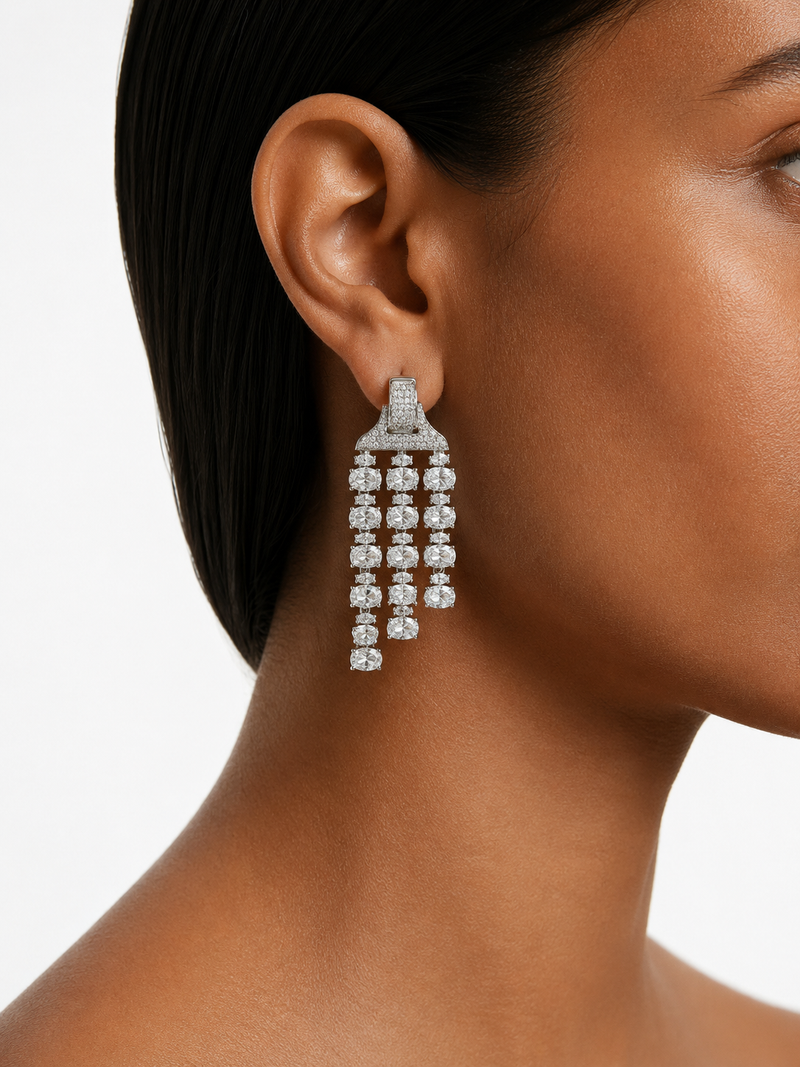 Aaiza 3-Layer Diamond-Like Zircon Necklace Set – Necklace & Earrings