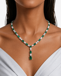 Yana Emerald Diamond-Like Zircon Statement Necklace Set – Necklace & Earrings