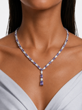 Yana Purple Diamond-Like Zircon Statement Necklace Set – Necklace & Earrings