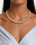 Elzira Gold-Tone Diamond-Like Zircon Choker Set – Necklace & Earrings