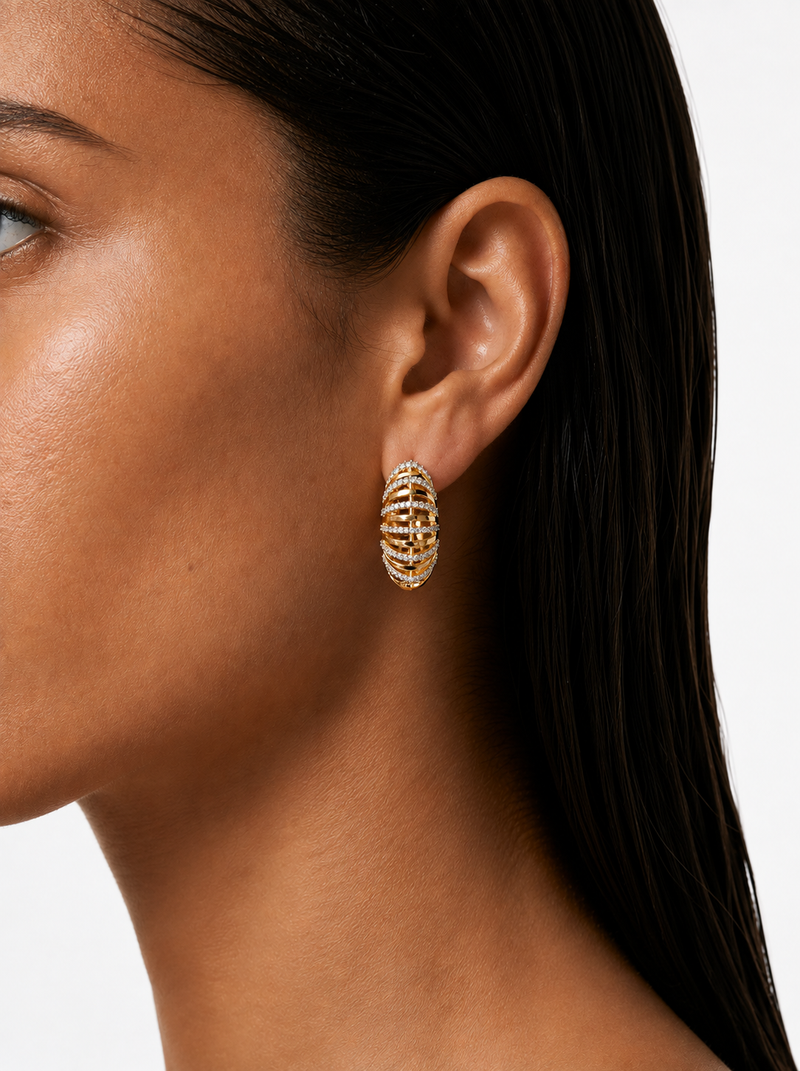 Elzira Gold-Tone Diamond-Like Zircon Choker Set – Necklace & Earrings