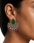 Zafira Mint Moissanite Polki Floral Stud Earrings