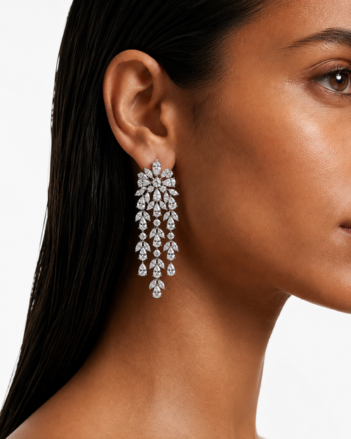Aizel Diamond-Like Zircon Statement Necklace Set – Necklace & Earrings
