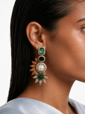 Kashvi Emerald Pearl Polki Statement Stud Earrings