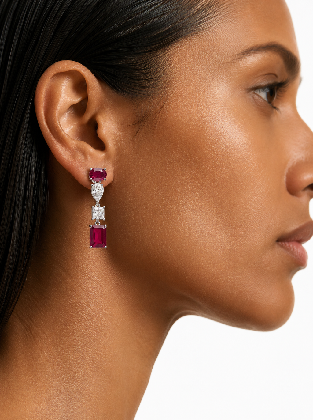 Yana Ruby Diamond-Like Zircon Statement Necklace Set – Necklace & Earrings