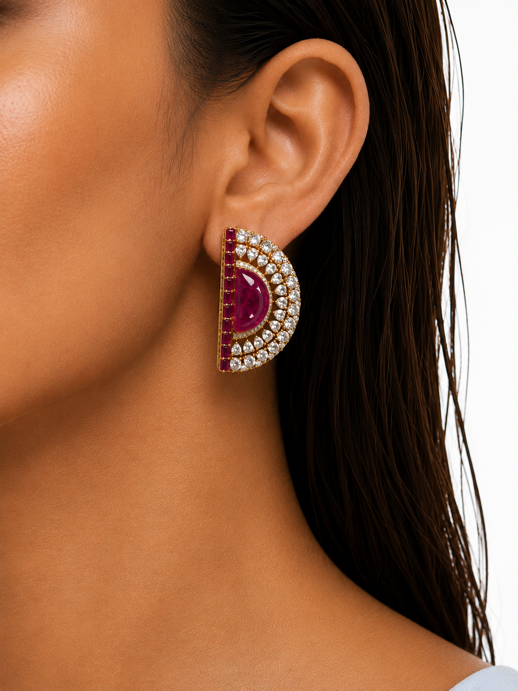 Ruby Cascade Necklace Set (Necklace & Earrings)