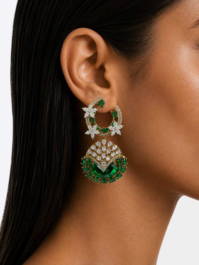 Emerald Bloom Statement Earrings