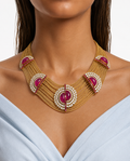 Ruby Cascade Necklace Set (Necklace & Earrings)