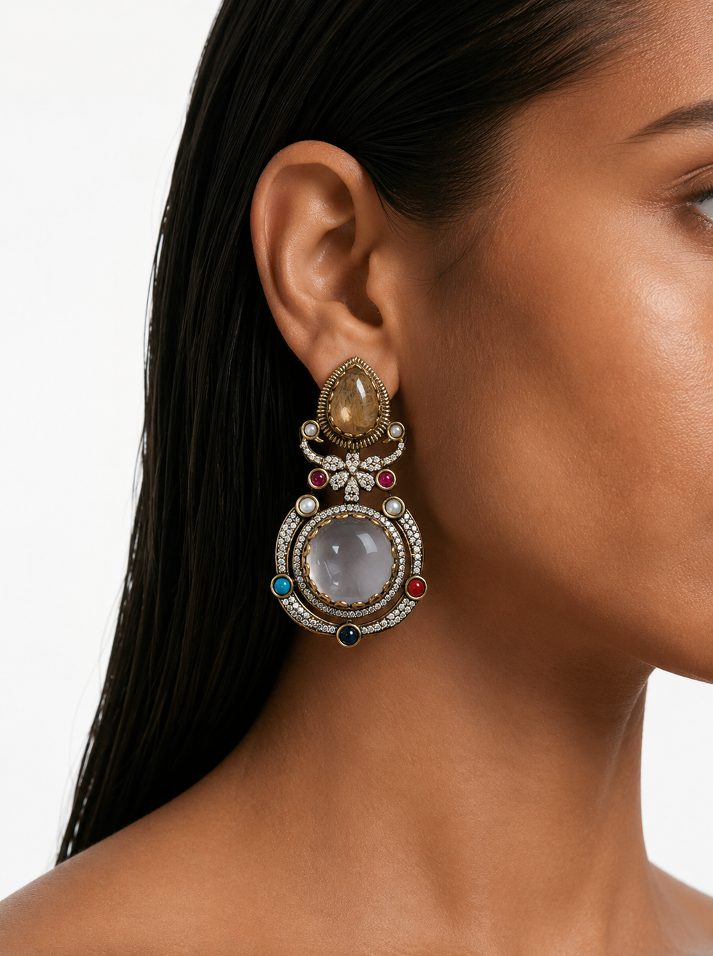 Kaia Multi Gemstone Zircon Necklace Set – Necklace & Earrings