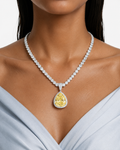 Élodie Citrine Heart Pendant Diamond-Like Zircon Necklace Set – Necklace & Earrings