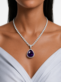 Élodie Purple Heart Pendant Diamond-Like Zircon Necklace Set – Necklace & Earrings