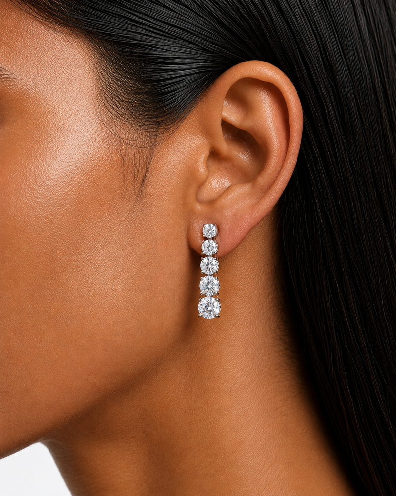 Lunara Diamond-Like Zircon Tennis Drop Necklace Set – Necklace & Earrings