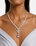 Aveline Diamond-Like Zircon Pink Drop Pendant Necklace Set – Necklace & Earrings