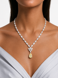 Aveline Diamond-Like Zircon Citrine Drop Pendant Necklace Set – Necklace & Earrings