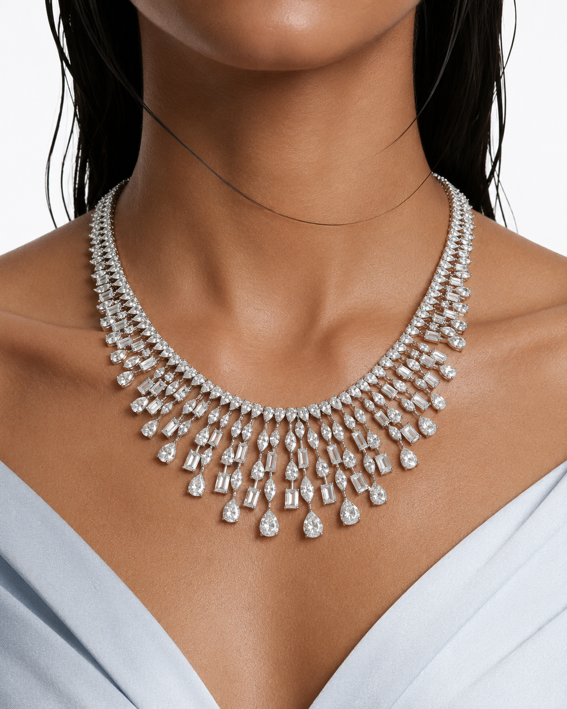 Rain Drop Diamanté Necklace Set
