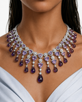 Aurora Purple Zircon Chandelier Necklace Set – Necklace & Earrings