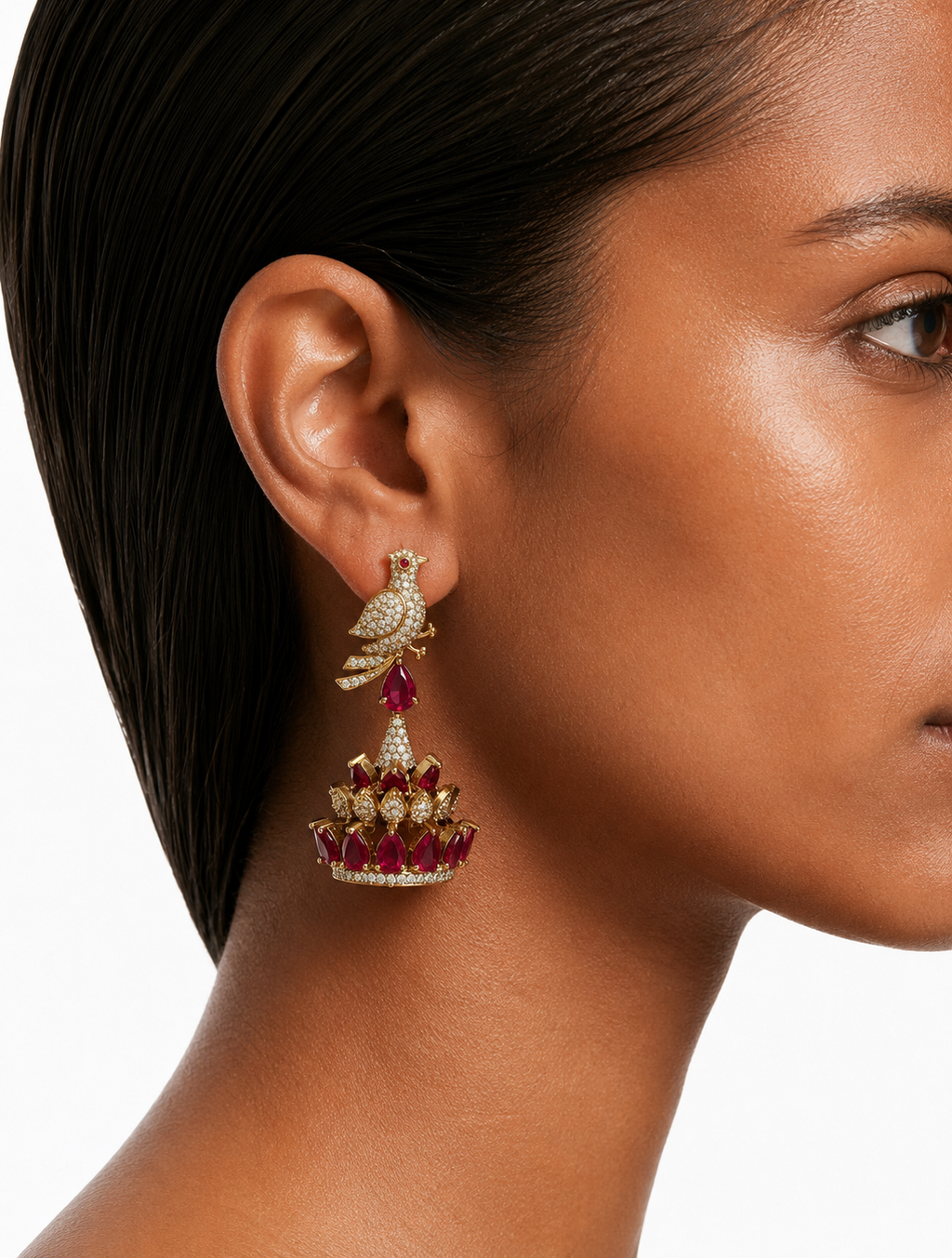 Huma Ruby Moissanite Polki Kundan Royal Necklace Set – Necklace & Earrings