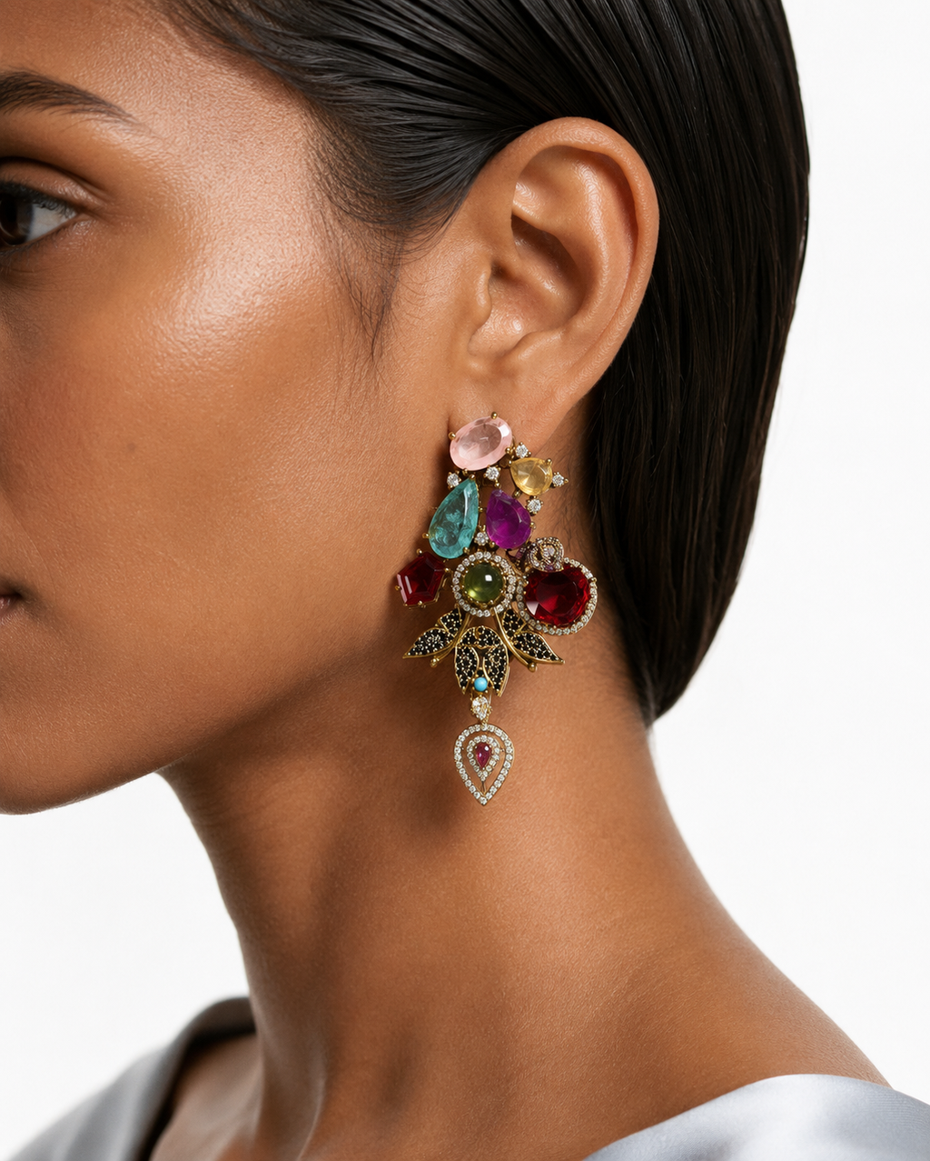 Elysia Multicolour Statement Luxe Necklace Set – Necklace & Earrings