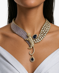 Baghira Purple Moissanite Polki Kundan with Sapphire Teardrop Statement Necklace Set – Necklace & Earrings