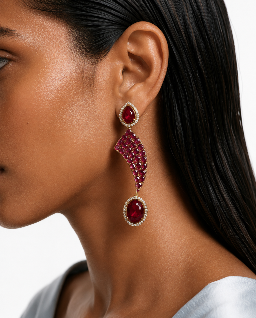 Baghira Ruby Moissanite Polki Kundan Statement Necklace Set – Necklace & Earrings